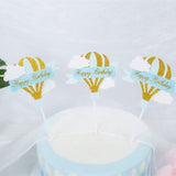 Set 3 Toppere Pentru Tort, Model Balon Cu Aer Cald Happy Birthday, Tematica Aniversare,