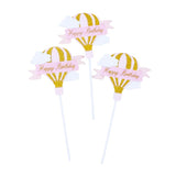 Set 3 Toppere Pentru Tort, Model Balon Cu Aer Cald Happy Birthday, Tematica Aniversare,