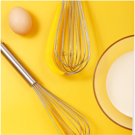 Set 3 ustensile pentru bucatarie Vivimall, 2 teluri, un separator oua, inox/silicon, Galben - vivimall.ro