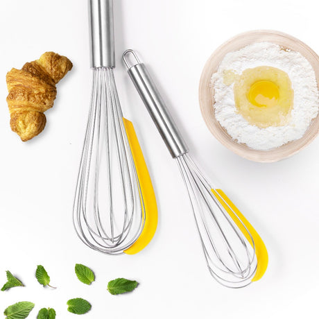 Set 3 Ustensile Pentru Bucatarie 2 Teluri, Un Separator Oua, Inox/Silicon, Galben - vivimall.ro