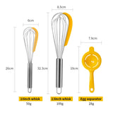 Set 3 Ustensile Pentru Bucatarie 2 Teluri, Un Separator Oua, Inox/Silicon, Galben - vivimall.ro