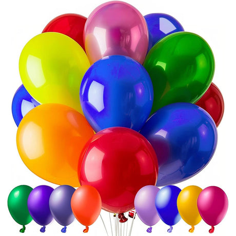 Set 25 Baloane Din Latex, 4X Albastru, 4X Verde, 4X Rosu, 4X Galben, 4X Mov, 5X , 23 Cm, 1.4 G - vivimall.ro
