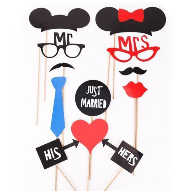 Set 31 De Accesorii Pentru Petrecere, Props Pentru Coltul De Poze, Ochelari, Palarii, Mustata, Cravata, Tematica Nunta - vivimall.ro