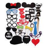 Set 31 De Accesorii Pentru Petrecere, Props Pentru Coltul De Poze, Ochelari, Palarii, Mustata, Cravata, Tematica Nunta - vivimall.ro
