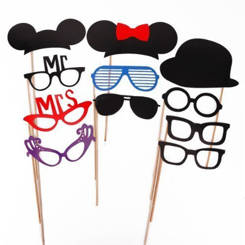 Set 31 De Accesorii Pentru Petrecere, Props Pentru Coltul De Poze, Ochelari, Palarii, Mustata, Cravata, Tematica Nunta - vivimall.ro