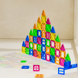 Set 32 Piese Magnetice de Constructie, Vivimall, Piese 5.5 cm, Magnetic Tiles, Forme Geometrice, 3 Ani, ABS, Magnet, 20.5 x 14.5 x 12 cm, Multicolor - vivimall.ro