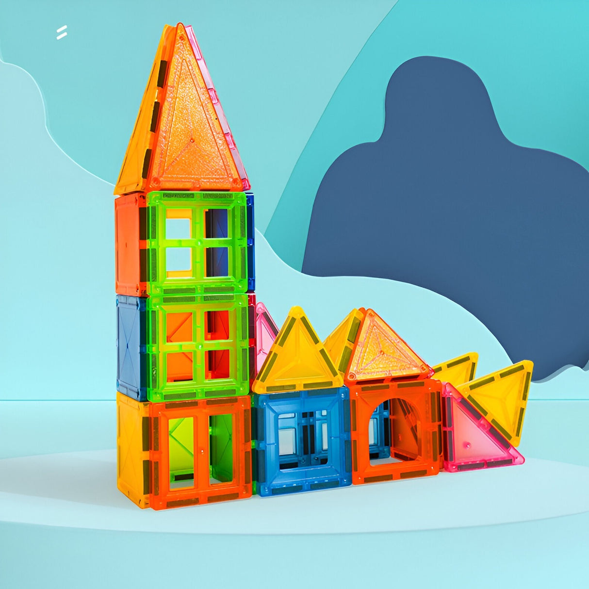 Set 32 Piese Magnetice De Constructie, Piese 5.5 Cm, Magnetic Tiles, Forme Geometrice, 3 Ani, Abs, Magnet, Resigilat - vivimall.ro