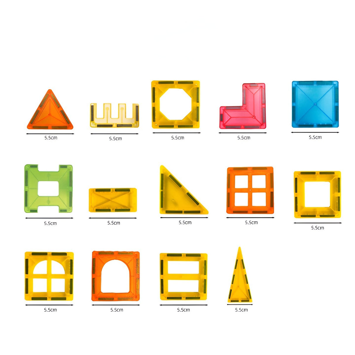 Set 32 Piese Magnetice De Constructie, Piese 5.5 Cm, Magnetic Tiles, Forme Geometrice, 3 Ani, Abs, Magnet, Resigilat - vivimall.ro