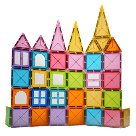 Set 32 Piese Magnetice De Constructie, Piese 5.5 Cm, Magnetic Tiles, Forme Geometrice, 3 Ani, Abs, Magnet, Resigilat - vivimall.ro