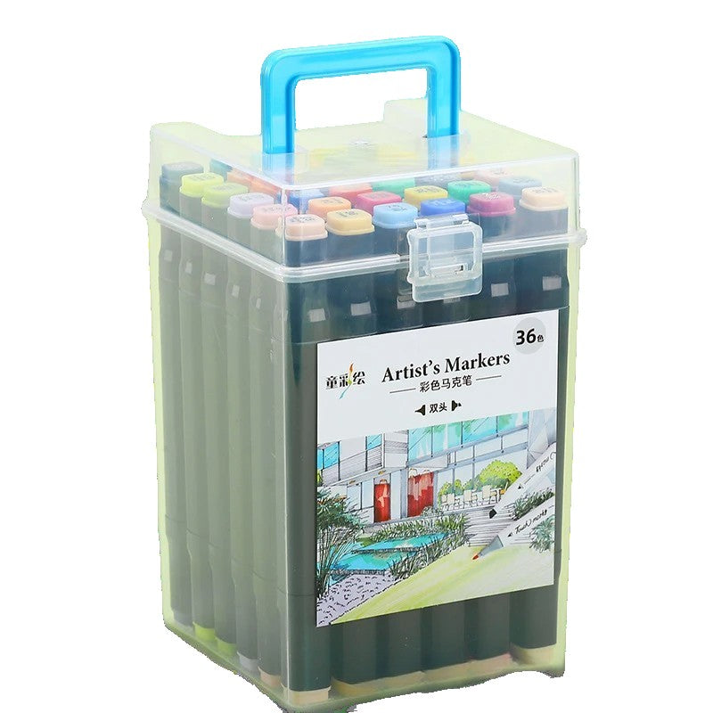 Set Cutie 36 Markere, Cu Alcool, Artist Markers, Cutie Plastic Cu Maner - vivimall.ro