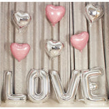 Set 4 Baloane Din Folie Metalizata, Figurine Litere, Model Scris Love, Tema Iubire, 80 Cm, Ambalaj Individual, Pai Inclus, Umflare Cu Aer Sau Heliu,