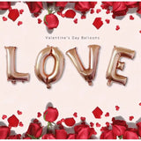 Set 4 Baloane Din Folie Metalizata, Figurine Litere, Model Scris Love, Tema Iubire, 80 Cm, Ambalaj Individual, Pai Inclus, Umflare Cu Aer Sau Heliu,