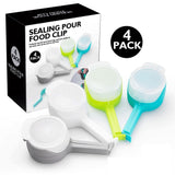Set 4 Cleme Cu Capac Pentru Sigilare Pungi Alimente, Material Abs, Multicolor - vivimall.ro