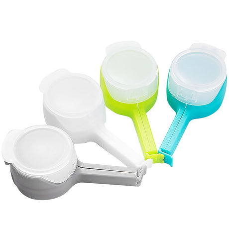 Set 4 Cleme Cu Capac Pentru Sigilare Pungi Alimente, Material Abs, Multicolor - vivimall.ro