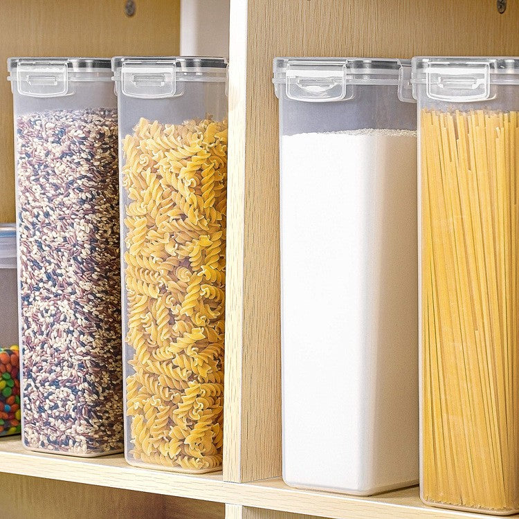 Set 4 Recipiente Din Plastic, Pentru Alimente/Obiecte, Inchidere Ermetica, 4 X 2.8L, Transparent - vivimall.ro