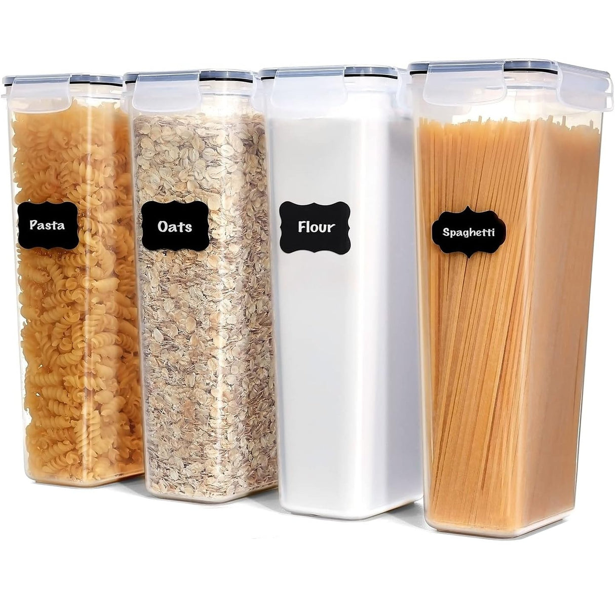Set 4 Recipiente Din Plastic, Pentru Alimente/Obiecte, Inchidere Ermetica, 4 X 2.8L, Transparent - vivimall.ro