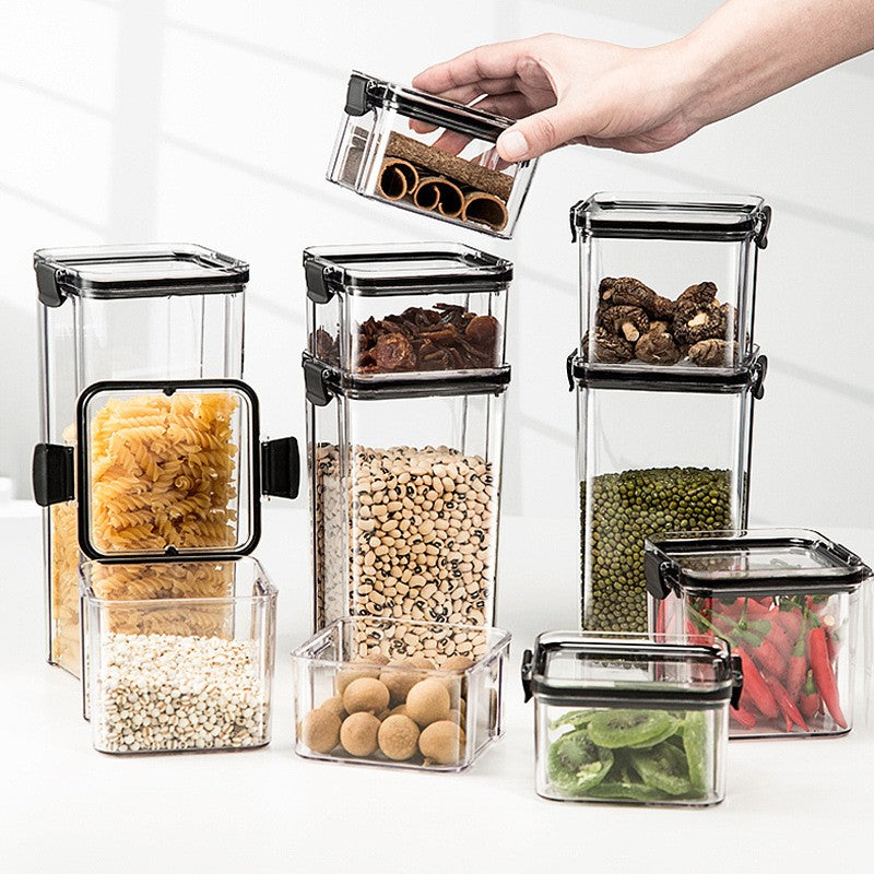 Set 4 Recipiente Din Plastic, Pentru Alimente/Obiecte, Inchidere Ermetica, 1 X 460 Ml, 2 X 700 Ml, 1 X 1300 Ml, Transparent - vivimall.ro