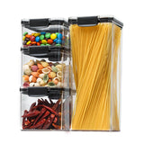 Set 4 Recipiente Din Plastic, Pentru Alimente/Obiecte, Inchidere Ermetica, 1 X 460 Ml, 2 X 700 Ml, 1 X 1300 Ml, Transparent - vivimall.ro