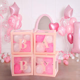 Set 4 Cutii Pentru Baloane, Tematica Iubire, Cuburi Decorative Din Plastic, Accesorii Pentru Petrecere, E Contur Roz - vivimall.ro