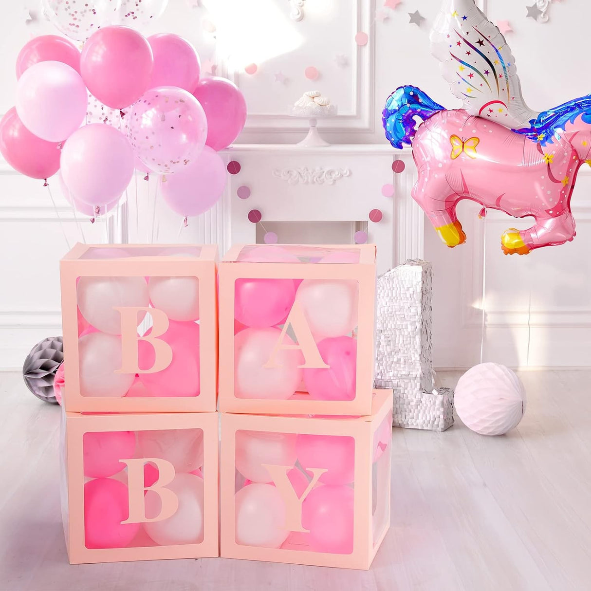 Set 4 Cutii Pentru Baloane, Tematica Iubire, Cuburi Decorative Din Plastic, Accesorii Pentru Petrecere, E Contur Roz - vivimall.ro