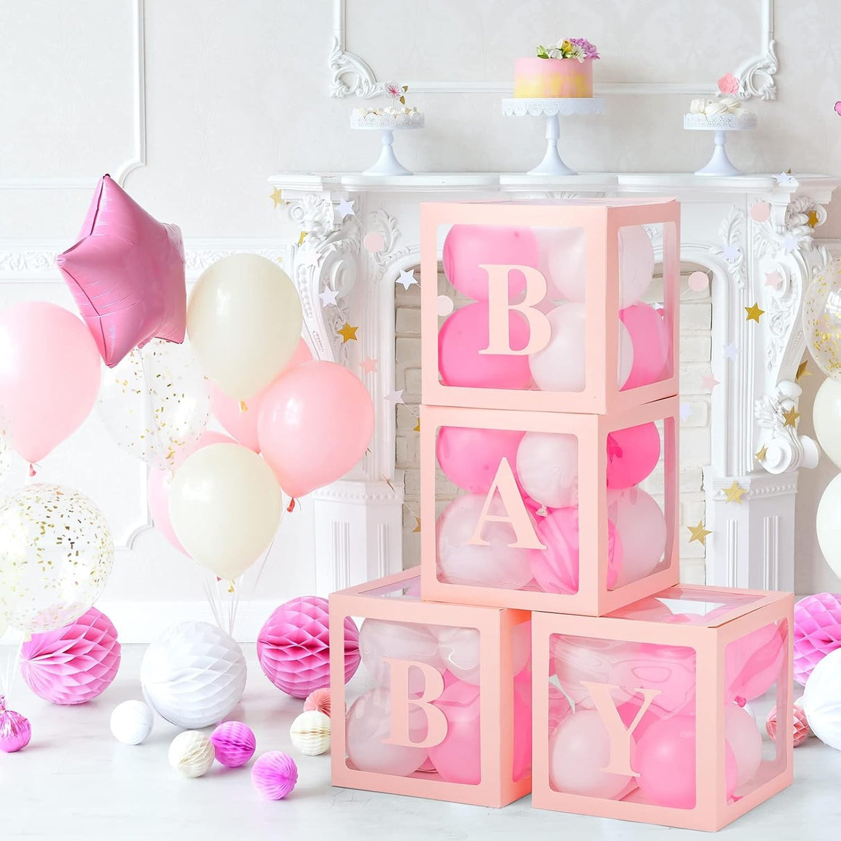 Set 4 Cutii Pentru Baloane, Tematica Iubire, Cuburi Decorative Din Plastic, Accesorii Pentru Petrecere, E Contur Roz - vivimall.ro