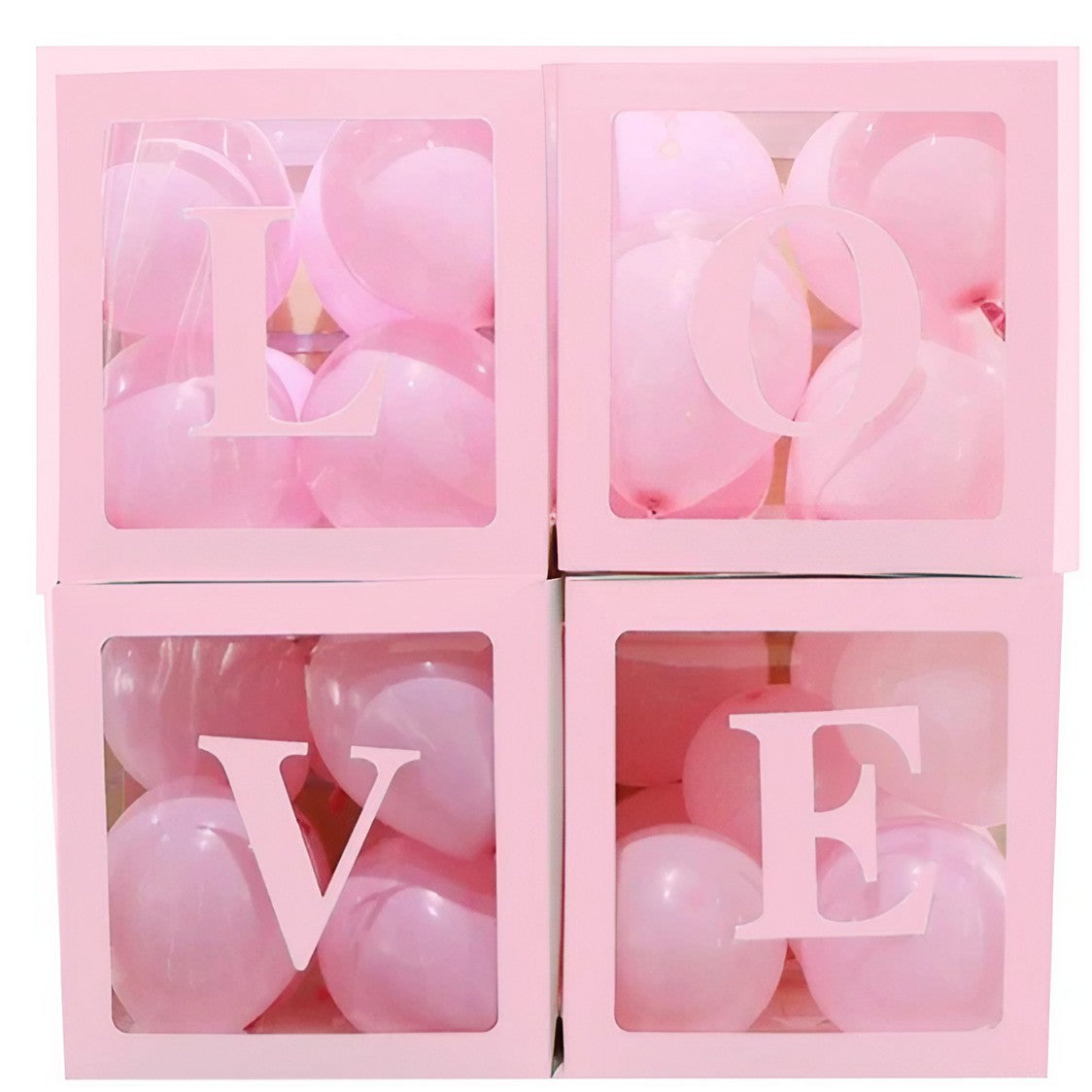 Set 4 Cutii Pentru Baloane, Tematica Iubire, Cuburi Decorative Din Plastic, Accesorii Pentru Petrecere, E Contur Roz - vivimall.ro