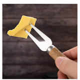 Set 4 cutite pentru branza Vivimall, din otel inoxidabil, maner din lemn de salcam, pentru branza sau unt, 15 x 6.3 x 3 cm, argintiu - vivimall.ro