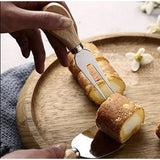 Set 4 cutite pentru branza Vivimall, din otel inoxidabil, maner din lemn de salcam, pentru branza sau unt, 15 x 6.3 x 3 cm, argintiu - vivimall.ro