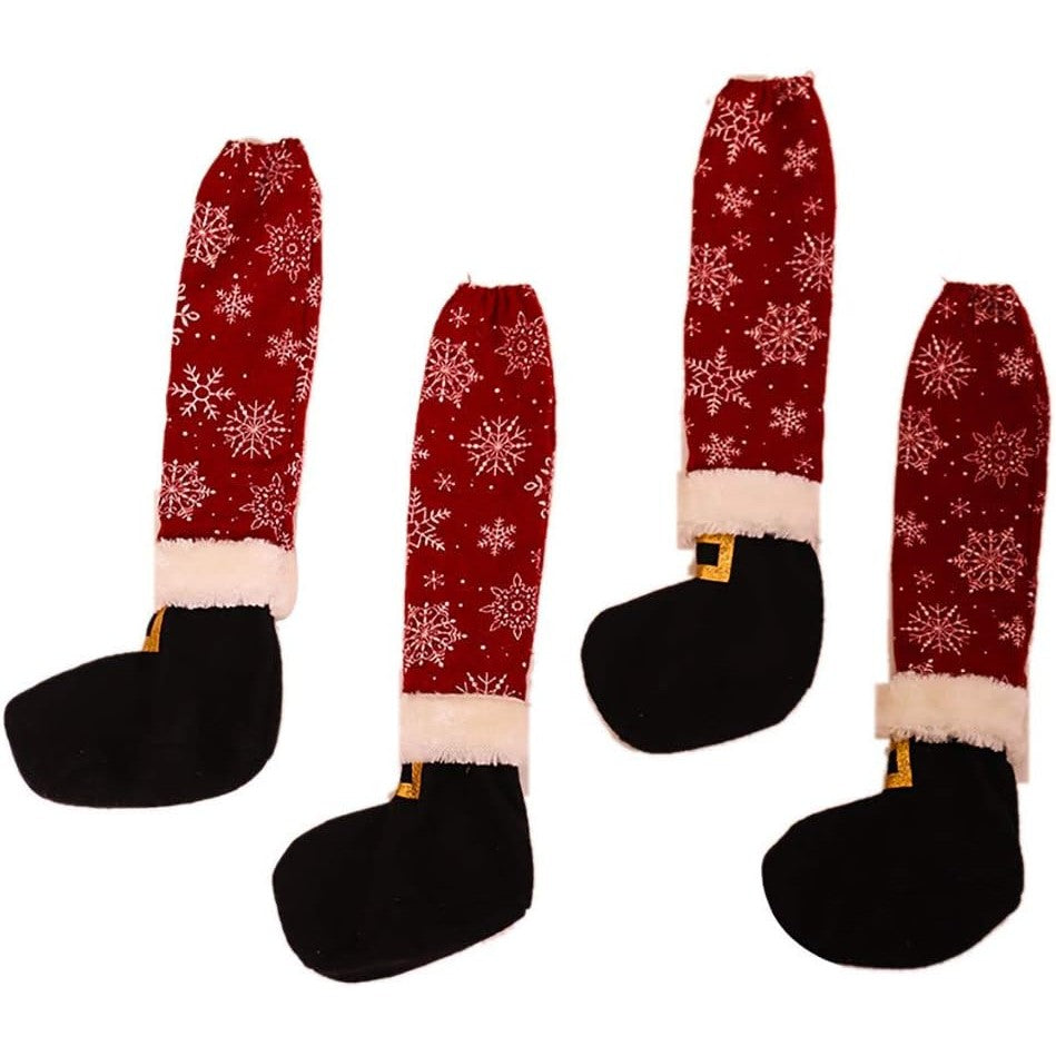 Set 4 Decoratiuni Tip Soseta Pentru Scaune Tematica Craciun, Material Textil/Poliester