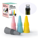 Set 4 Dopuri Reutilizabile Din Silicon Pentru Sticle De Vin, Bautura, Multicolor - vivimall.ro