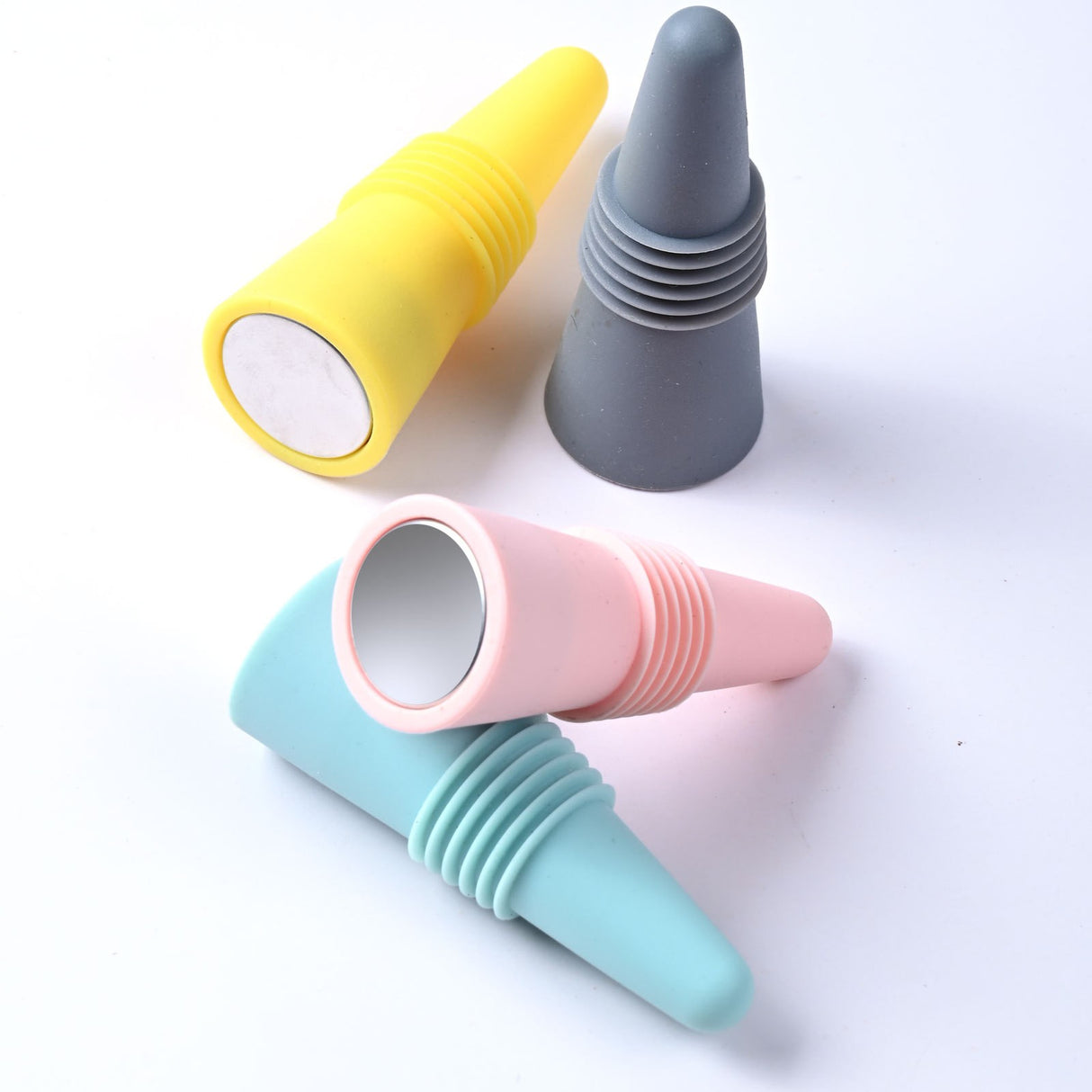 Set 4 Dopuri Reutilizabile Din Silicon Pentru Sticle De Vin, Bautura, Multicolor - vivimall.ro