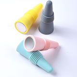 Set 4 Dopuri Reutilizabile Din Silicon Pentru Sticle De Vin, Bautura, Multicolor - vivimall.ro