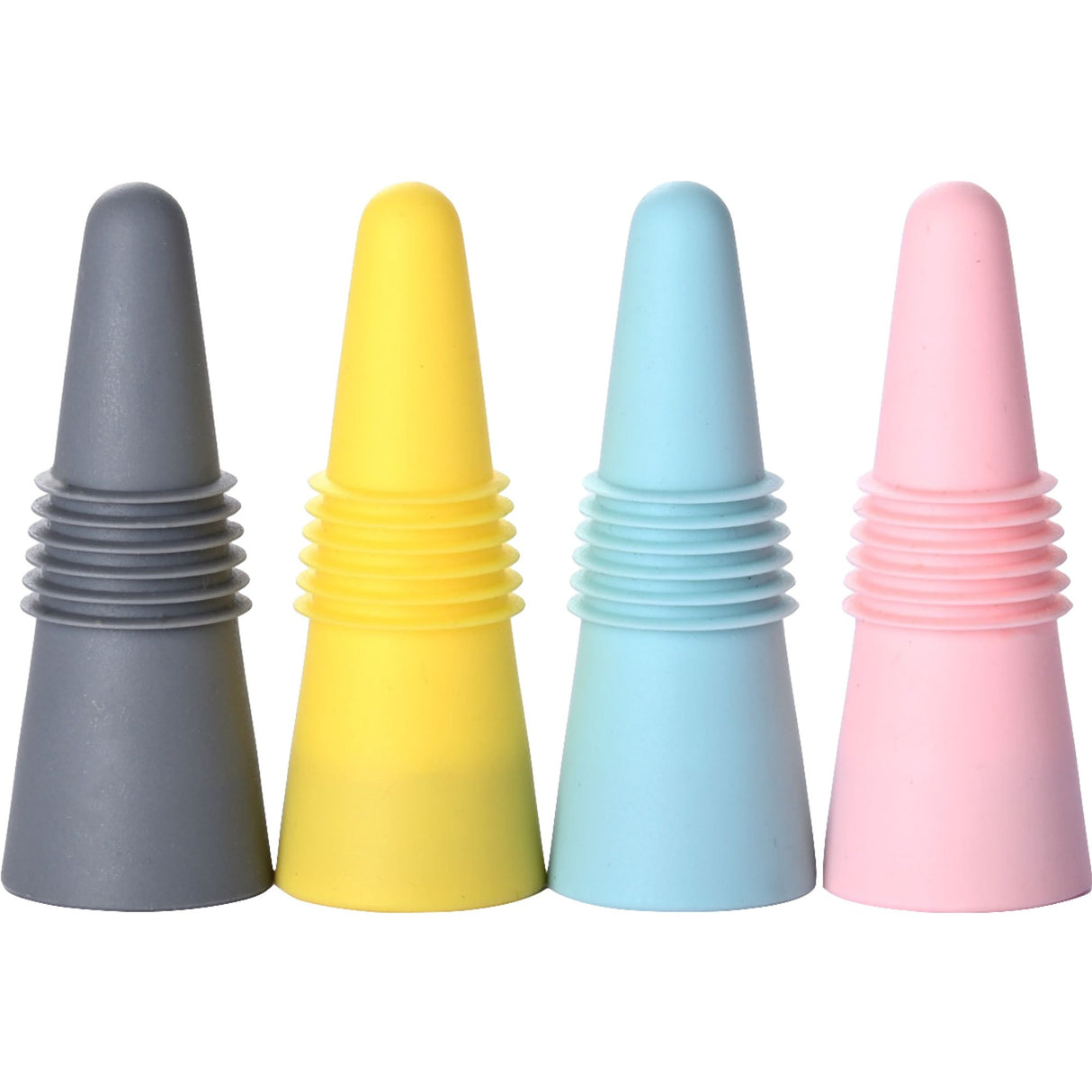 Set 4 Dopuri Reutilizabile Din Silicon Pentru Sticle De Vin, Bautura, Multicolor - vivimall.ro