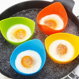 Set 4 Forme Pentru Oua Posate Din Silicon Rezistent La Temperatura Mare, Usor De Utilizat, Multicolor - vivimall.ro