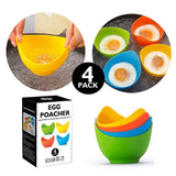 Set 4 Forme Pentru Oua Posate Din Silicon Rezistent La Temperatura Mare, Usor De Utilizat, Multicolor - vivimall.ro