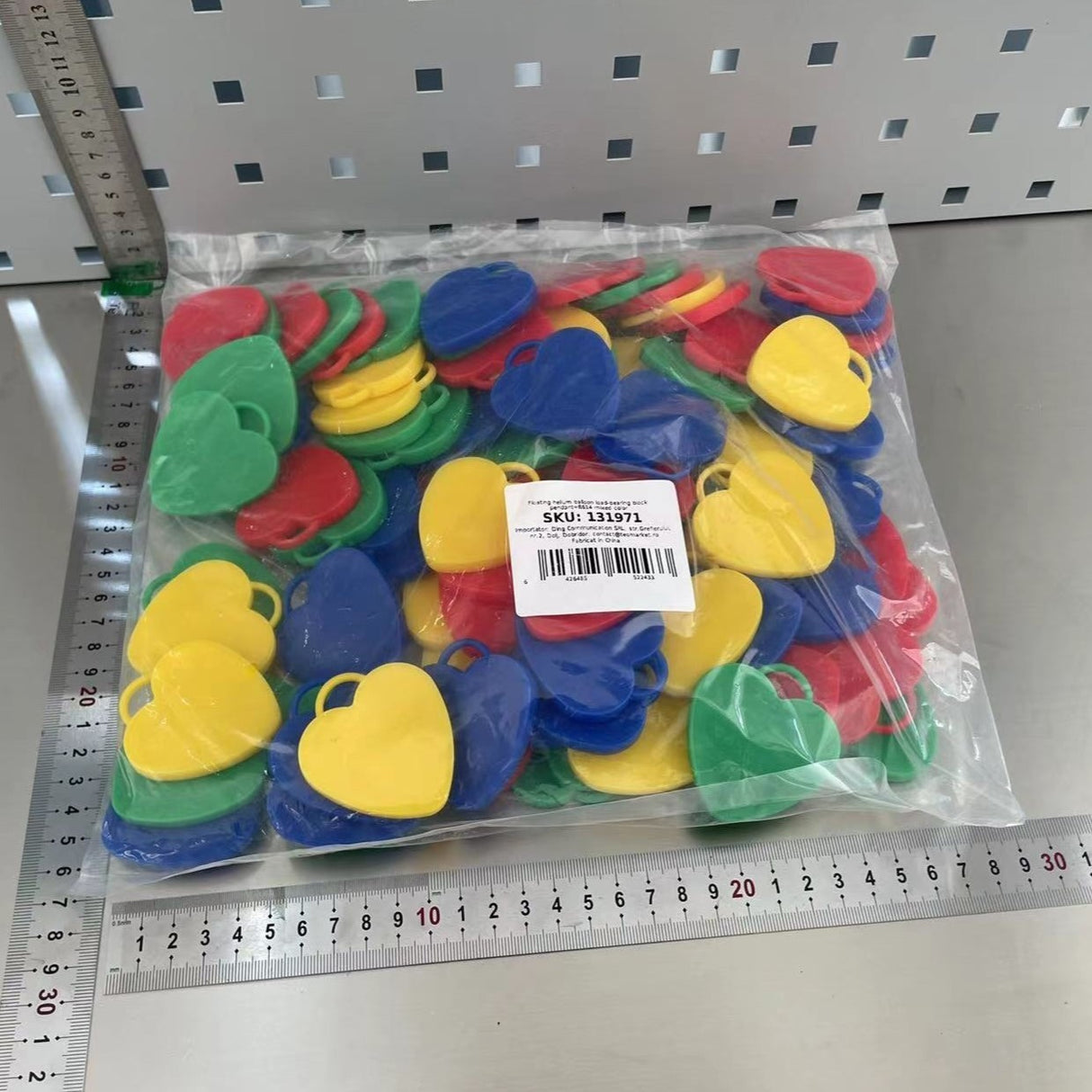 Set 4 Greutati Pentru Baloanele Cu Heliu, 32 Grame, 8 Grame Fiecare, Plastic, Forma Inima - vivimall.ro