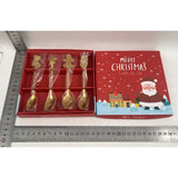 Set 4 Lingurite, Flippy, Tema Craciun, din Otel Inoxidabil, 4 Modele Festive, Cutie Cadou, 14 x 14 x 2.5 cm, Auriu - vivimall.ro