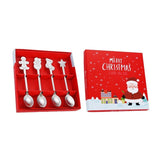 Set 4 Lingurite, Flippy, Tema Craciun, din Otel Inoxidabil, 4 Modele Festive, Cutie Cadou, 14 x 14 x 2.5 cm, Argintiu - vivimall.ro