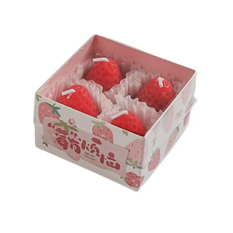 Set 4 Lumanari Parfumate, Model Capsunici, Ardere 30 Min, 52G