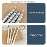 Set 4 Lumanari Pentru Masa, Cina, Decor, Model Rasucit, Lungime 25 Cm