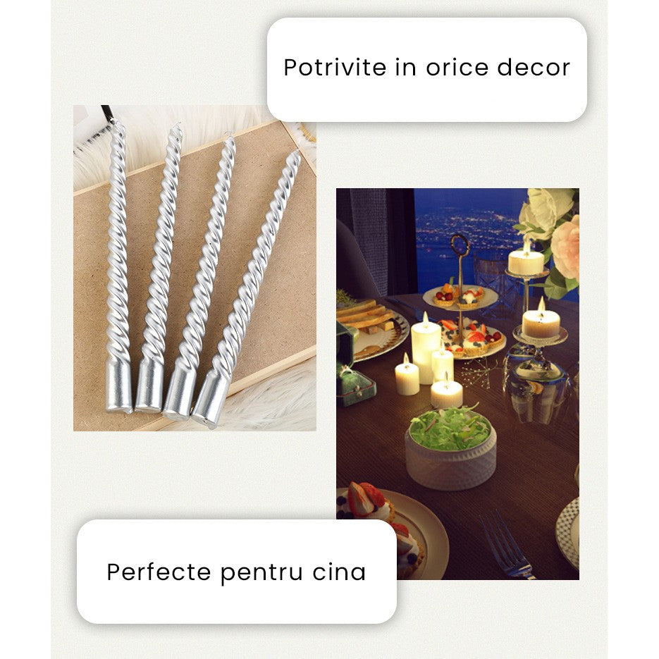 Set 4 Lumanari Pentru Masa, Cina, Decor, Lungime 25 Cm, Bronz - vivimall.ro