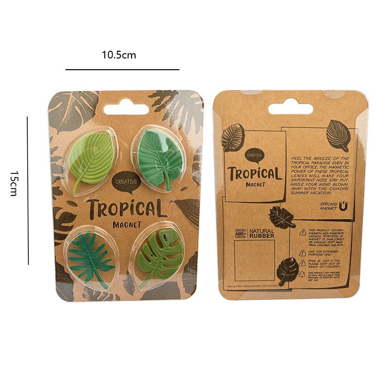 Set 4 magneti frigider frunze verzi | LeafMag - vivimall.ro