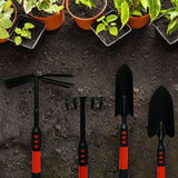 Set 4 Unelte De Gradina Maner Extensibil, Pentru Plantare Prelucrare Sol Si Ingrijire Plante, Material Otel Carbon, Negru - vivimall.ro
