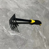 Set 4 Unelte De Gradina Pentru Plantare, Prelucrare Sol Si Ingrijire Plante, Material Pvc Carbon, Grebla, Sapaliga Cu Cap Dublu, Lopata Mica, Lopata Lata, 43 X 11 Cm, Negru/Galben - vivimall.ro