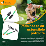 Set 4 Unelte De Gradina Pentru Plantare Prelucrare Sol Si Ingrijire Plante, Material Pvc Si Cardboard, Verde - vivimall.ro