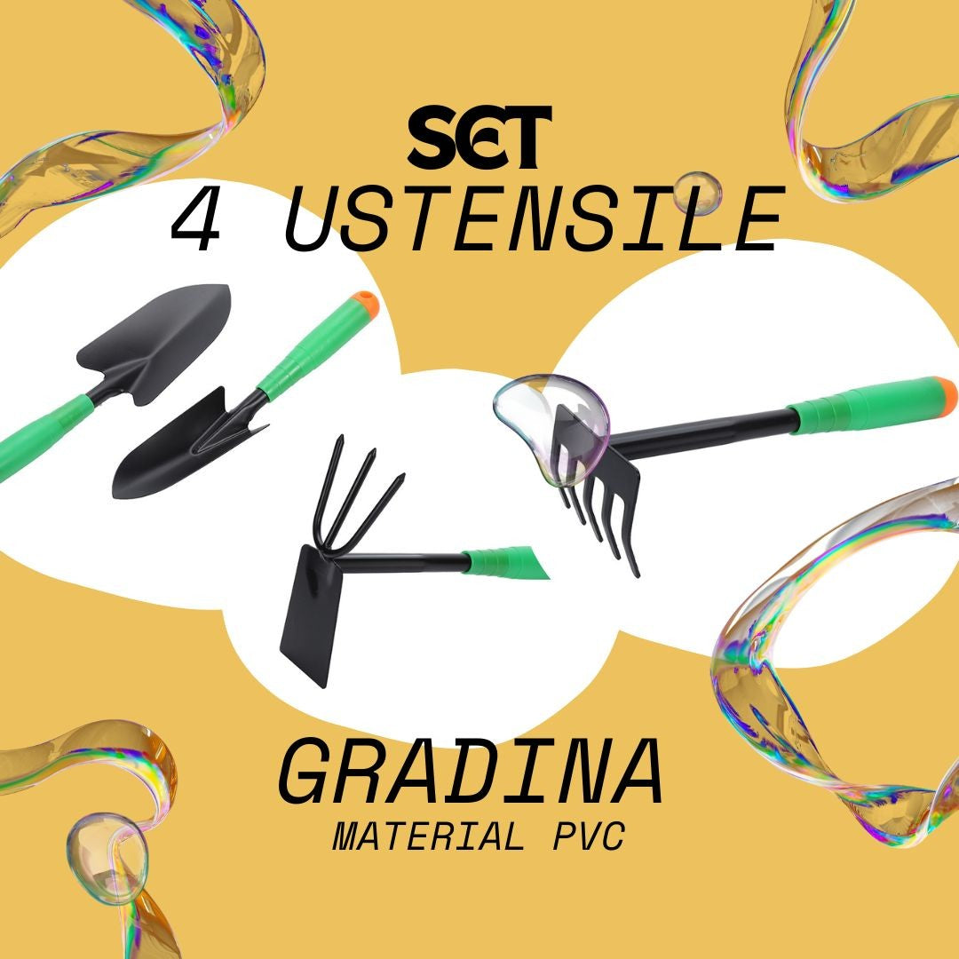 Set 4 Unelte De Gradina Pentru Plantare Prelucrare Sol Si Ingrijire Plante, Material Pvc Si Cardboard, Verde - vivimall.ro