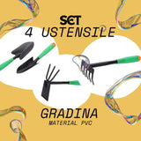 Set 4 Unelte De Gradina Pentru Plantare Prelucrare Sol Si Ingrijire Plante, Material Pvc Si Cardboard, Verde - vivimall.ro