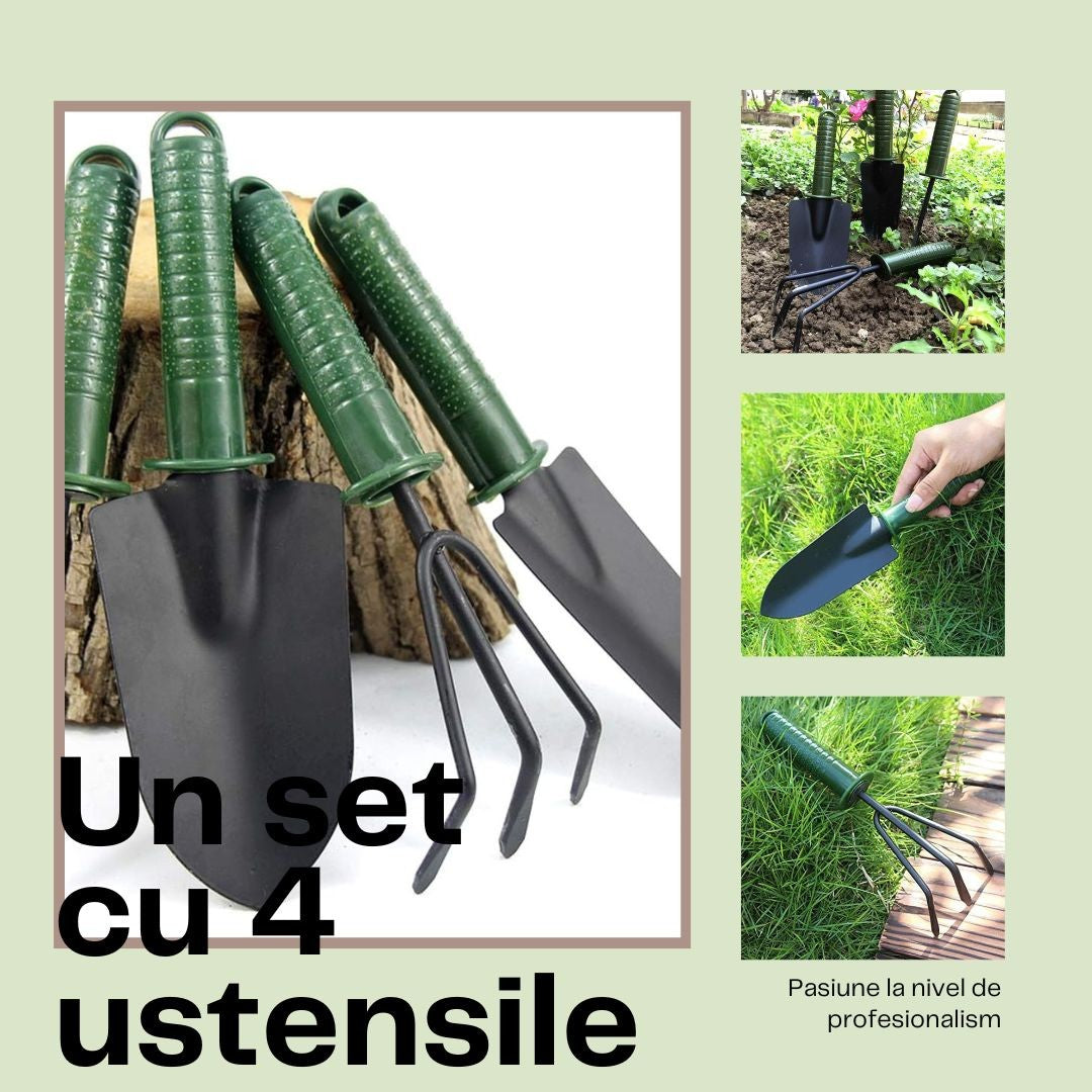Set 4 Unelte De Gradina Pentru Plantare Prelucrare Sol Si Ingrijire Plante, Material Pvc Si Cardboard, Verde - vivimall.ro