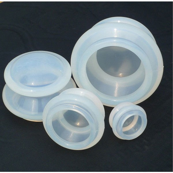 Set 4 Ventuze de Cupping, Flippy, Pentru Masaj Anticeluluitic, din Silicon, Alb Transparent