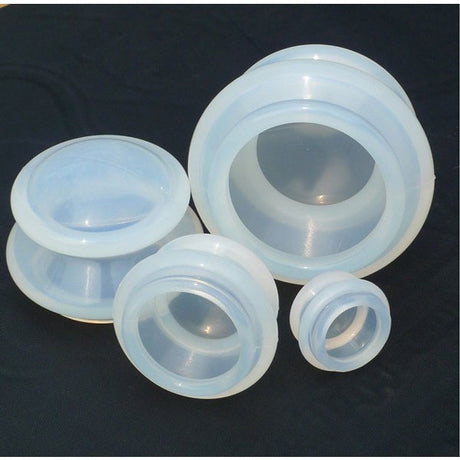 Set 4 Ventuze de Cupping, Flippy, Pentru Masaj Anticeluluitic, din Silicon, Alb Transparent